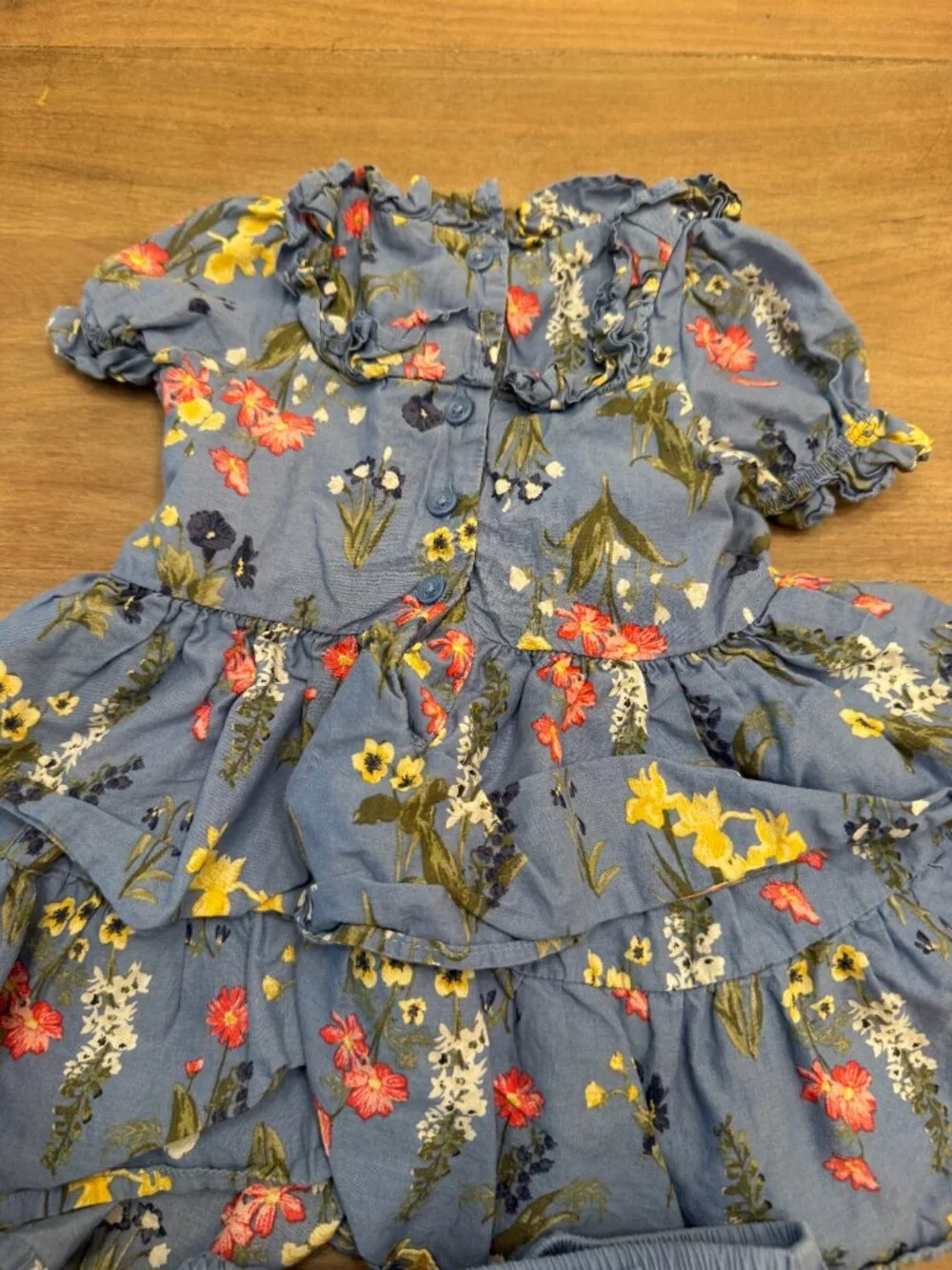Janie and Jack Blue Wildflower Tiered Dress & Bloomer Set 6-12M